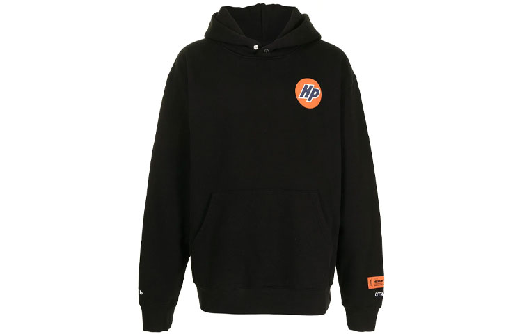 Heron Preston SS21 Logo Patch Hoodie Black HMBB010F20JER0041001