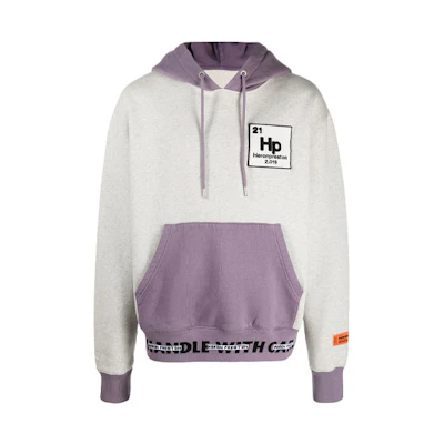 Heron Preston SS21 Logo Patchwork Colorblock Hoodie Purple () HMBB015R21JER0030837