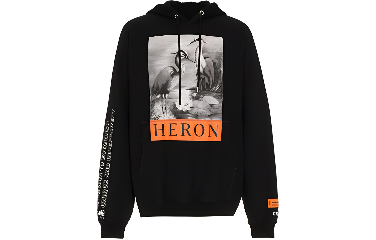 Heron Preston SS21 Logo Print Cotton Hoodie Mens Black HMBB001F186010151088