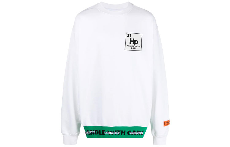 Heron Preston SS21 Logo Print Crewneck Pullover Sweatshirt White Mens HMBA014R21JER0020155