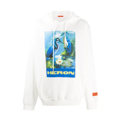 Heron Preston SS21 White Crane Hoodie White HMBB004F198080010288
