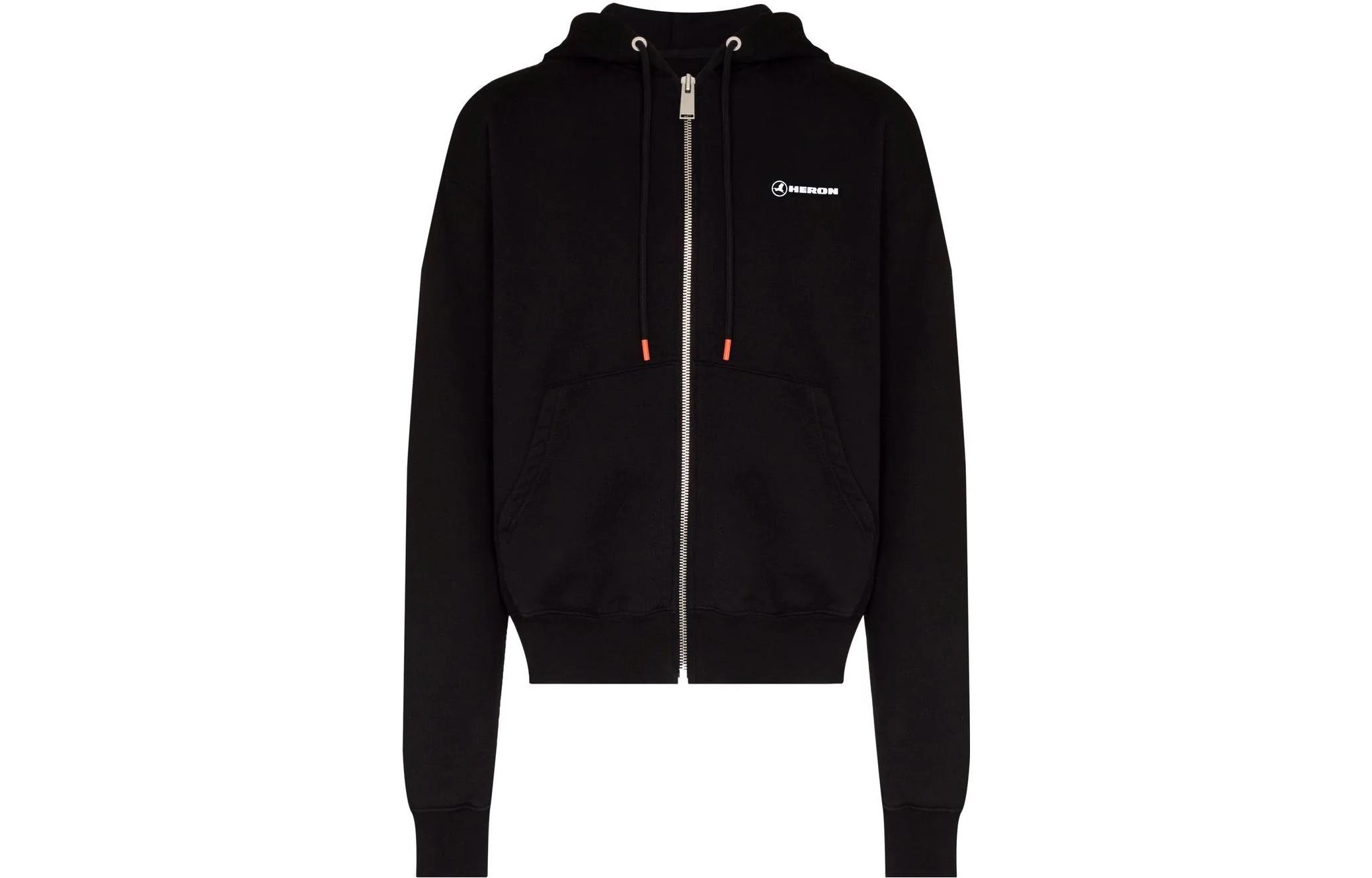 Heron Preston SS22 Black Drawstring Hoodie with Logo Lettering HMBE007S22JER0021001