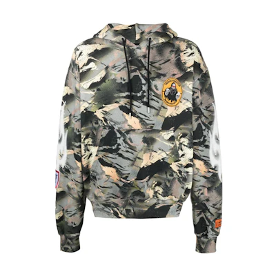 Heron Preston SS22 Camo Logo Hoodie Green HMBB017S22JER0025901