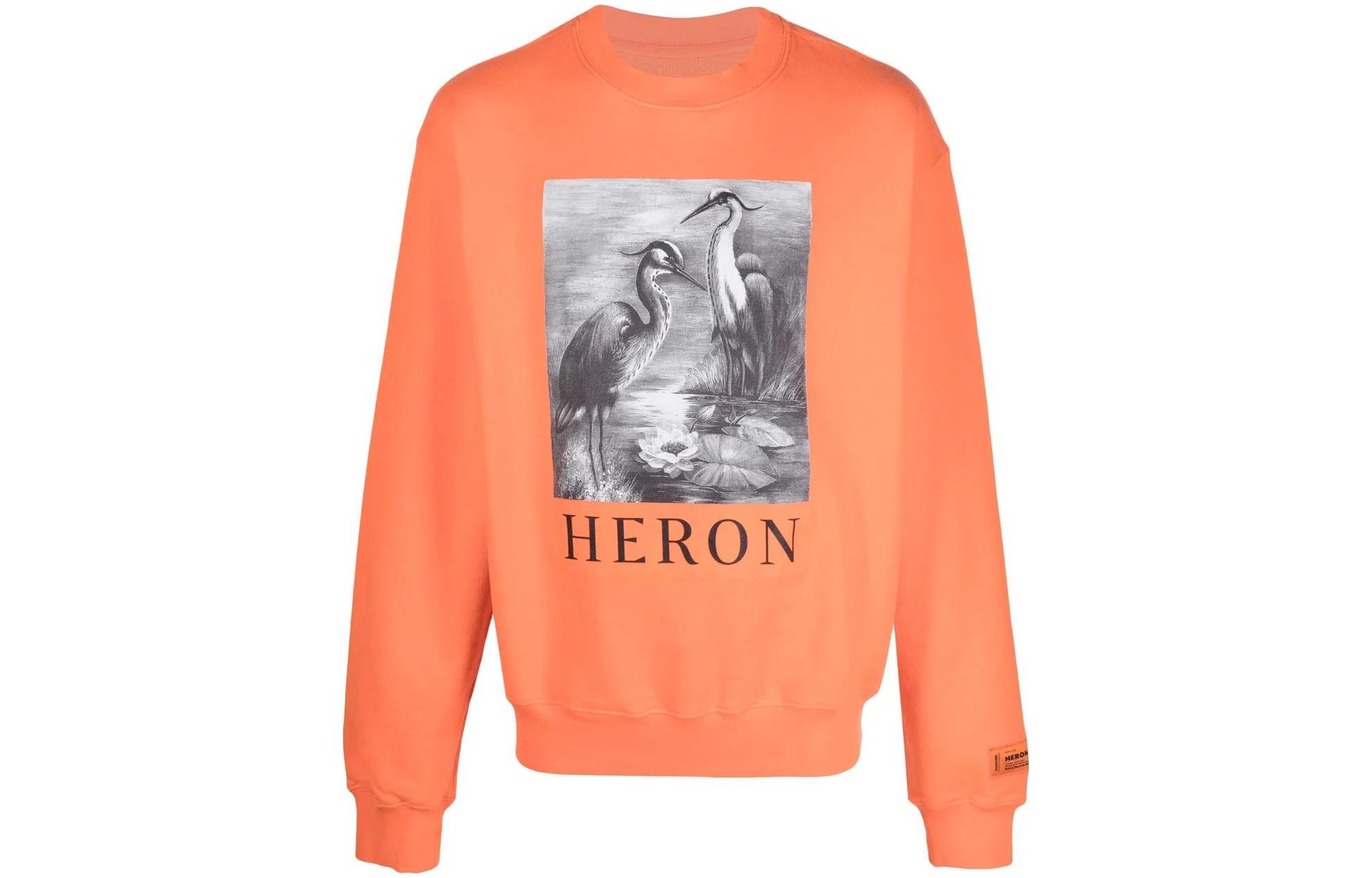 Heron Preston SS22 Heron Print Pullover Long Sleeve Sweater Orange Men HMBA016C99JER0022210