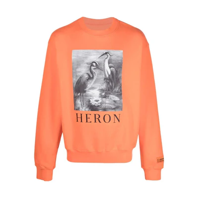 Heron Preston SS22 Heron Print Pullover Long Sleeve Sweater Orange Men HMBA016C99JER0022210