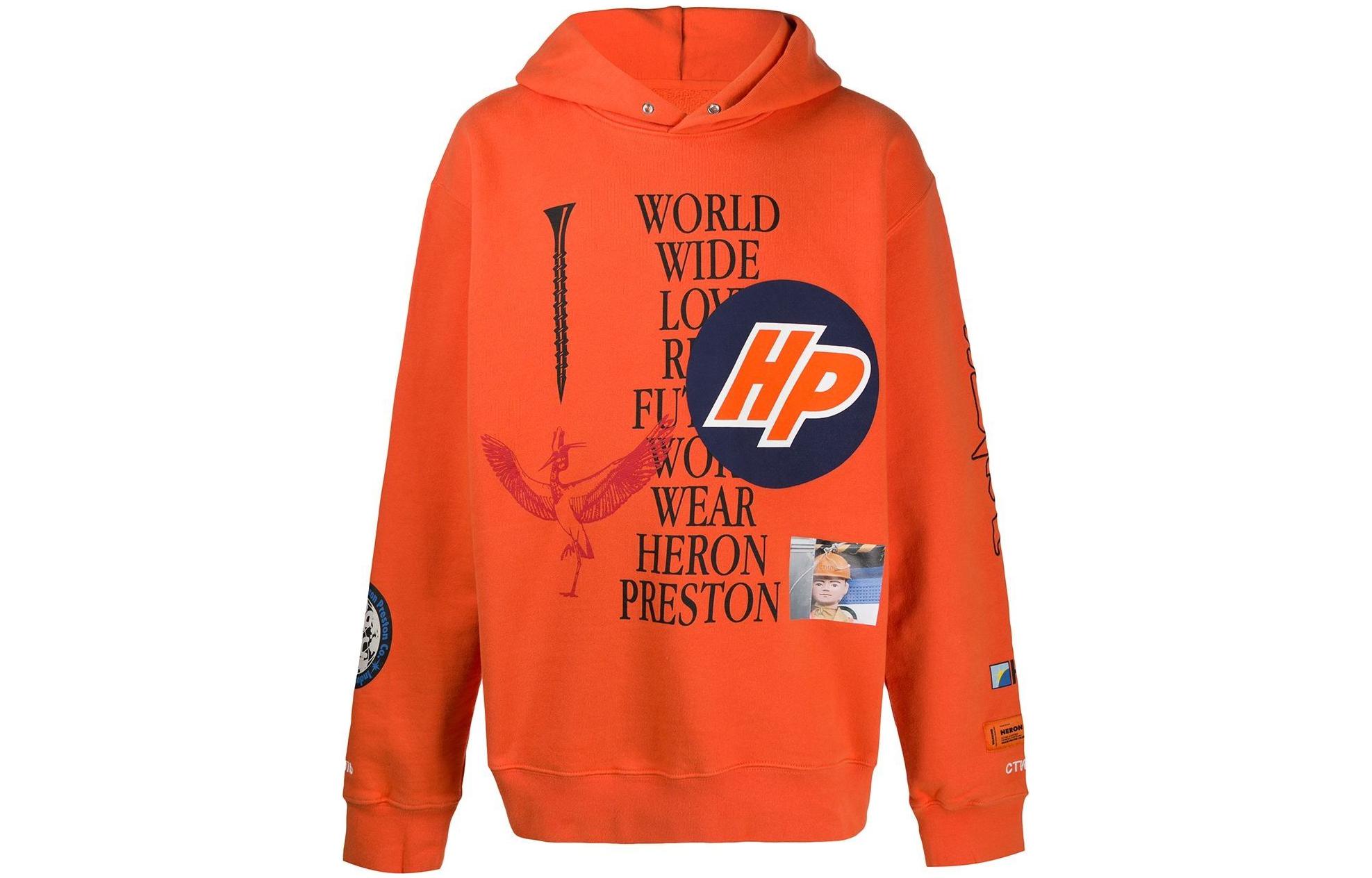 Heron Preston SS22 Letter Graphic Print Hoodie Men’s Orange HMBB011F20JER0012210