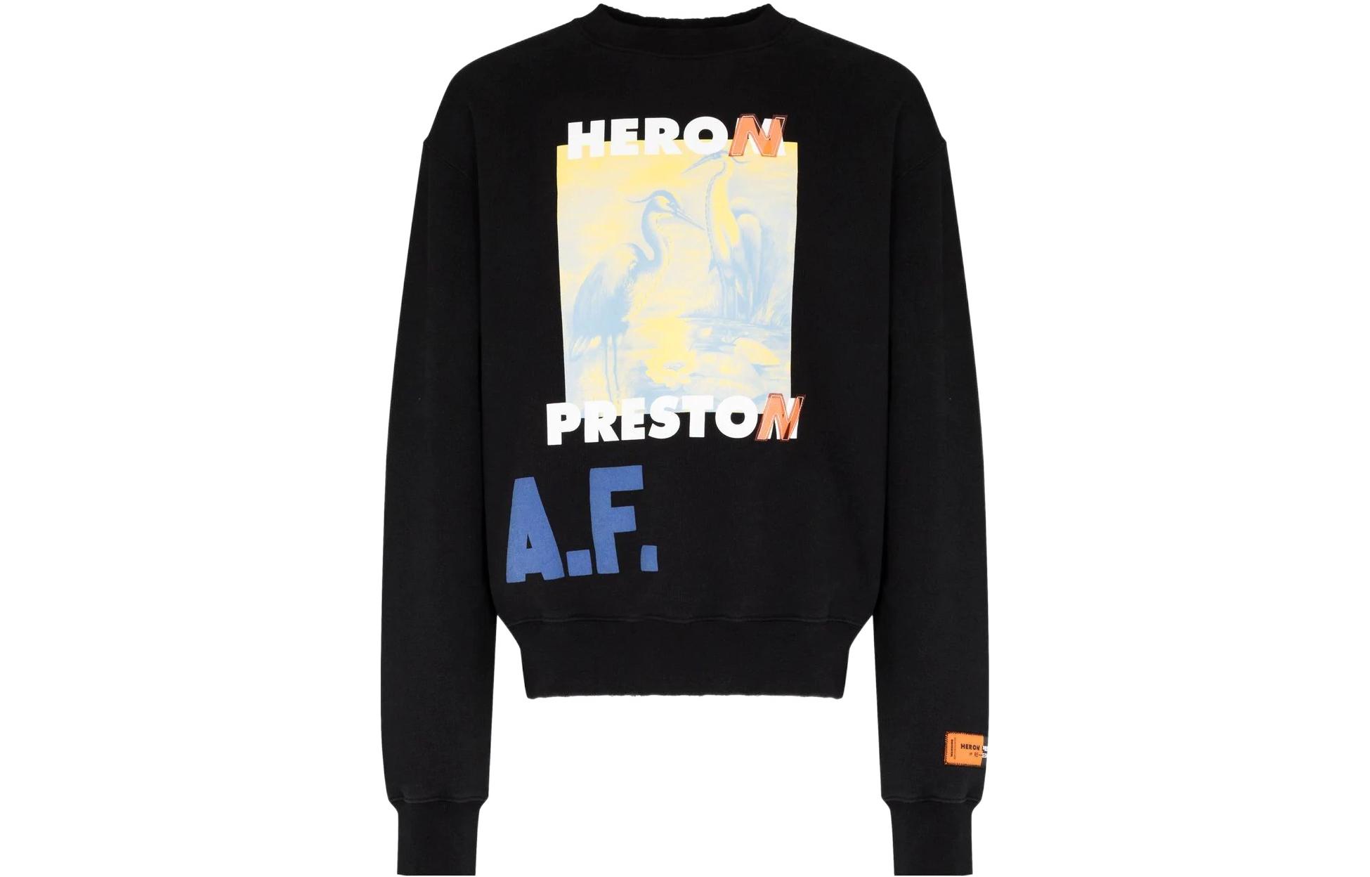 Heron Preston SS22 Letter Print Crewneck Sweatshirt Men’s Black HMBA016S22JER0031015