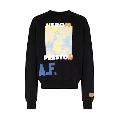 Heron Preston SS22 Letter Print Crewneck Sweatshirt Men’s Black HMBA016S22JER0031015