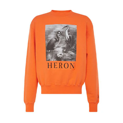 Heron Preston SS22 Orange Logo Print Crewneck Long Sleeve Loose Sweatshirt Men HMBA016S99JER0022210