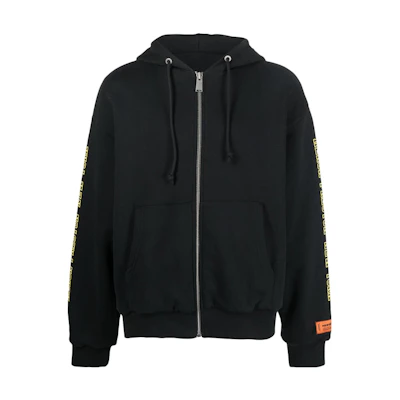 Heron Preston SS23 Black Back Letter Print Zip Long Sleeve Sweatshirt Men HMBE010S23JER0011025