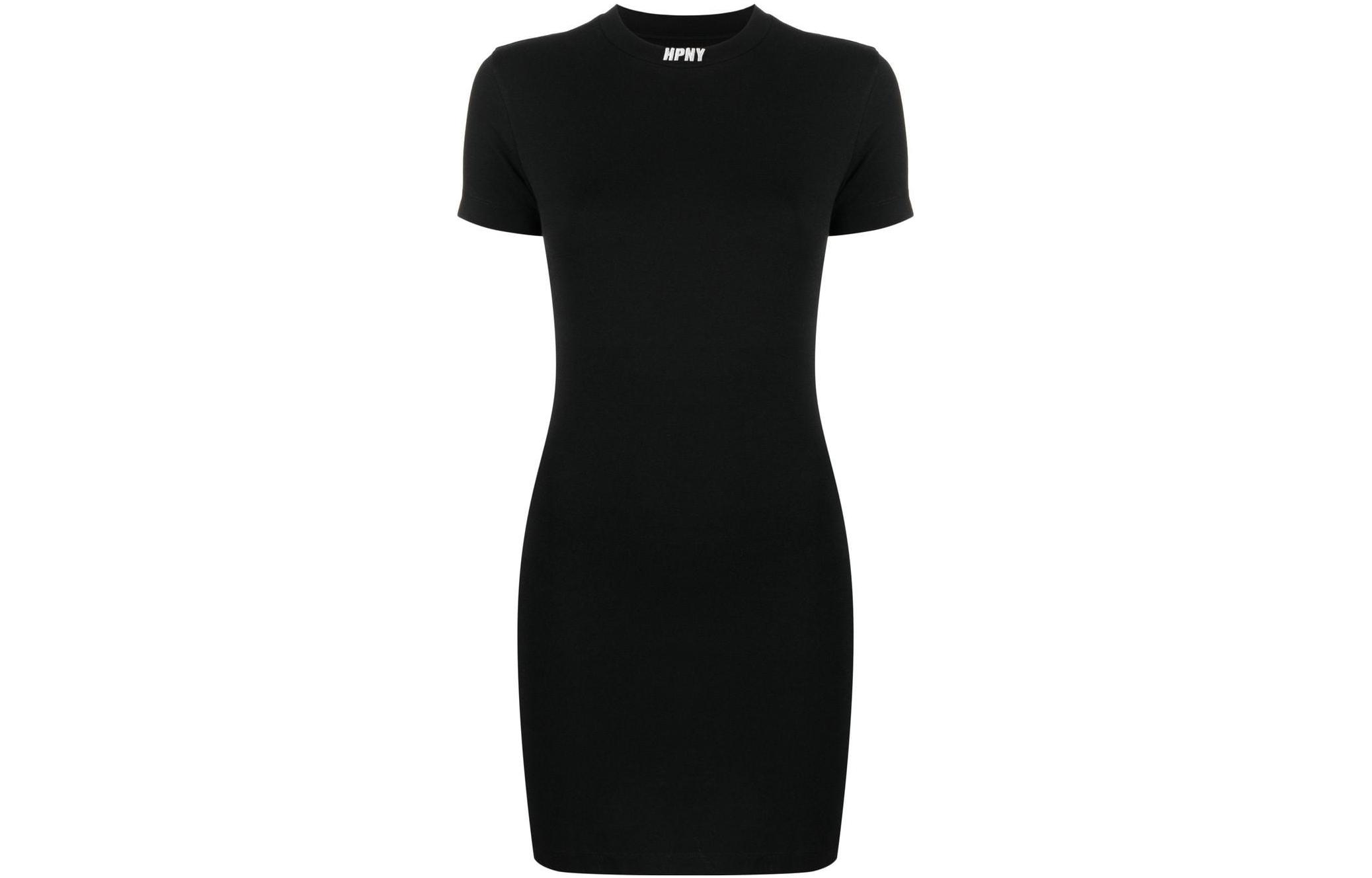 Order HERON PRESTON SS23 Black Logo Embroidered Crewneck Short Sleeve Dress HWDE002C99JER0011001
