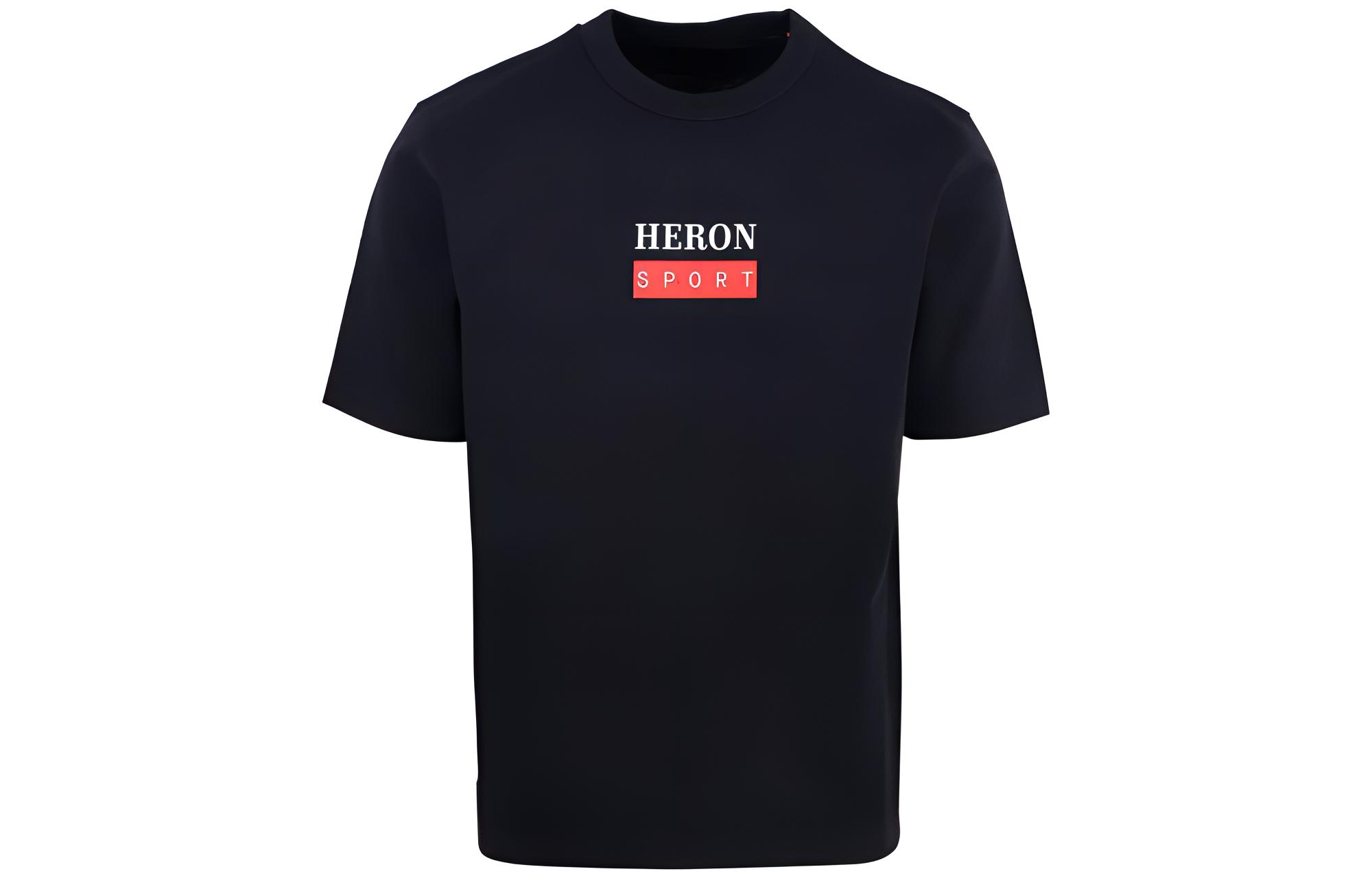 HERON PRESTON SS23 Black Logo Graphic Print Short-Sleeve T-Shirt. HMAA032S23JER0101025