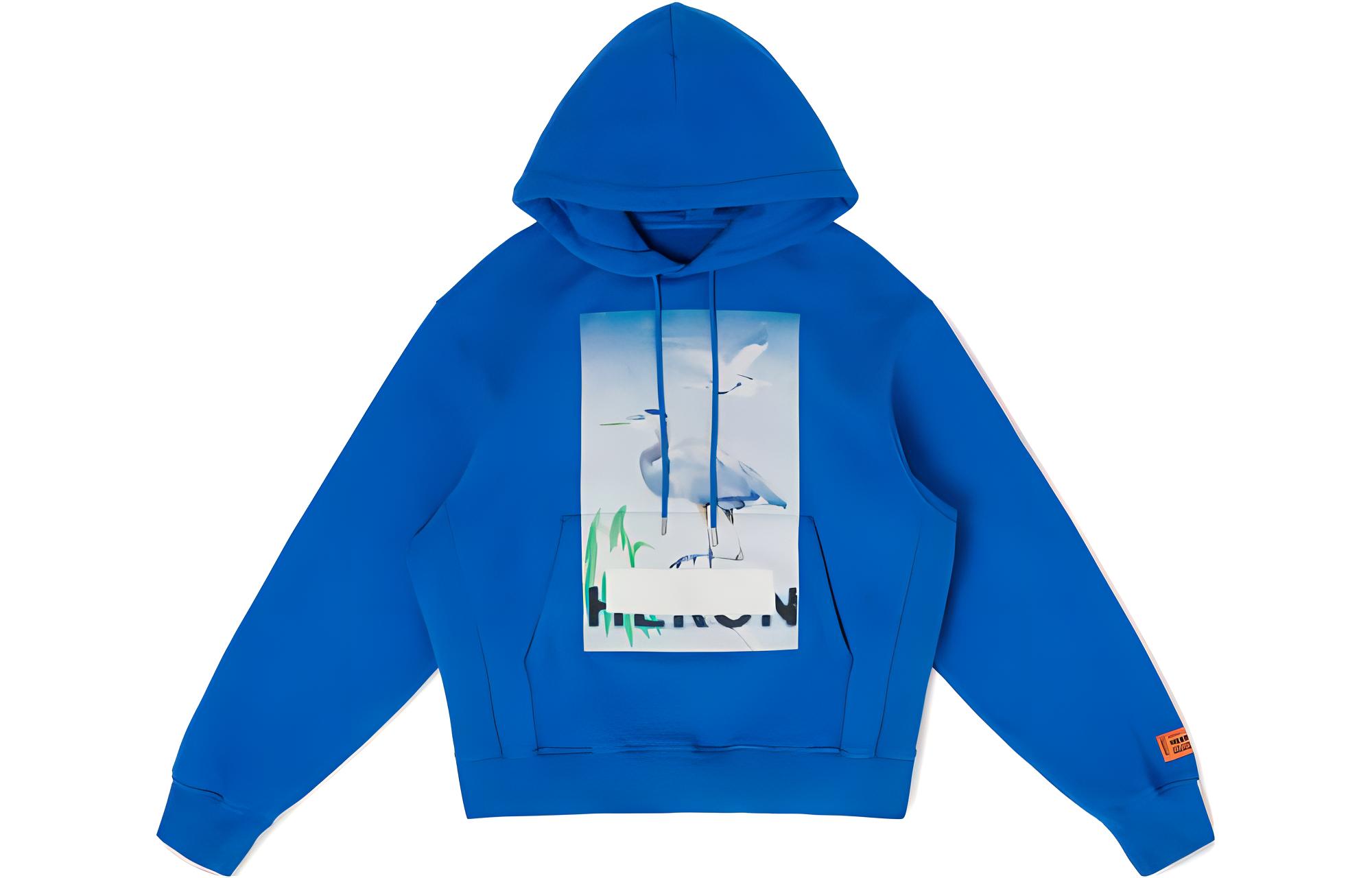 Heron Preston SS23 Casual Printed Hoodie Blue Long Sleeve HMBB024S23JER0024540