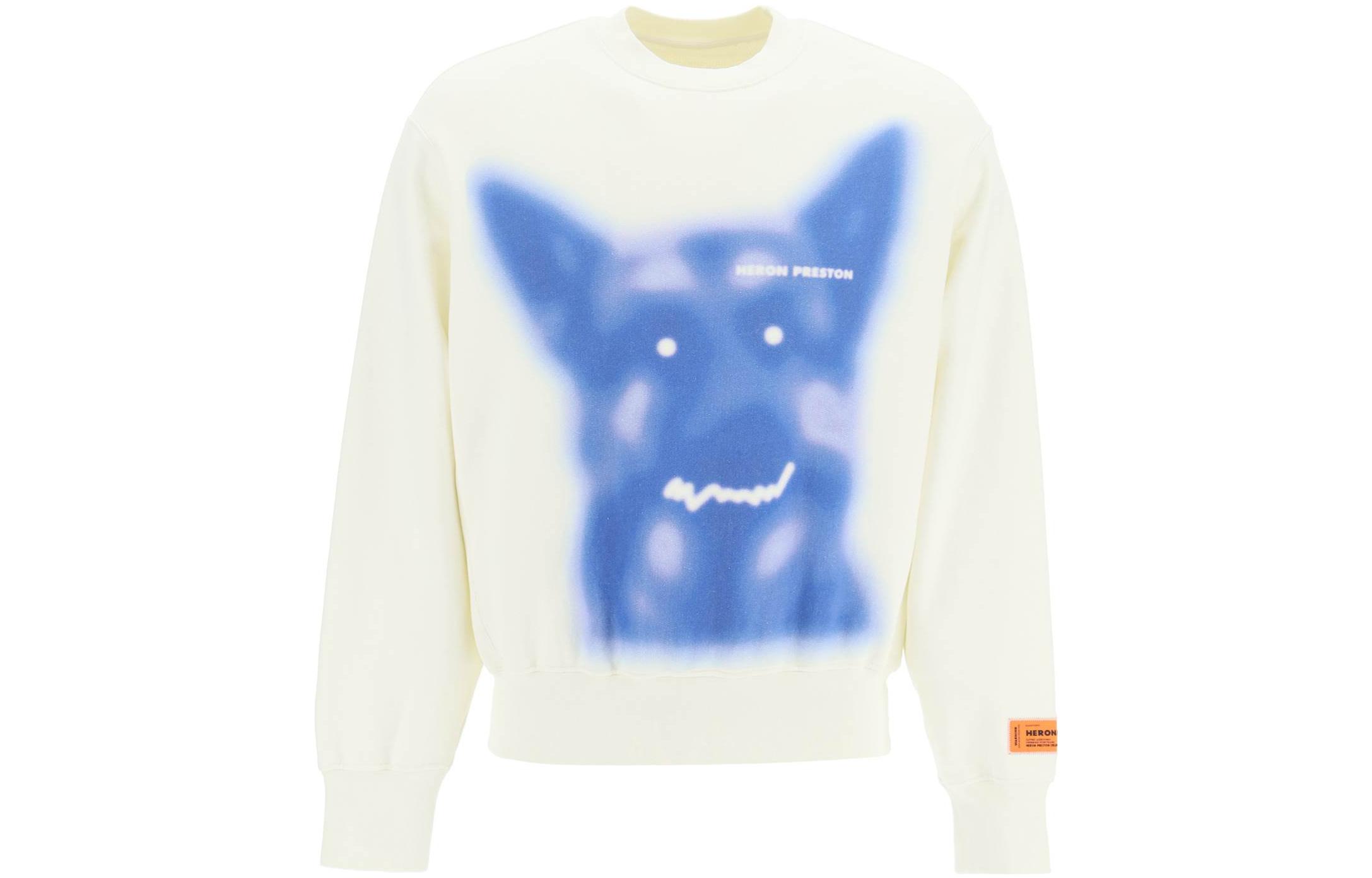 Heron Preston SS23 Graphic Print Crewneck Long Sleeve Sweatshirt White Mens HMBA020S23JER0090145