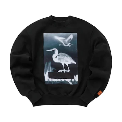 Heron Preston SS23 Graphic Print Long Sleeve Crewneck Sweatshirt Black HMBA020S23JER0021001