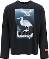 HERON PRESTON SS23 Graphic Print Long Sleeve Sweatshirt Black HMAB026S23JER0011001 HERON PRESTON SS23 Graphic Print Long Sleeve Sweatshirt Black HMAB026S23JER0011001