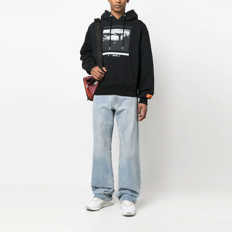 Lookbook Heron Preston SS23 Graphic Print Pullover Hoodie Black Long Sleeve HMBB024S23JER0051010