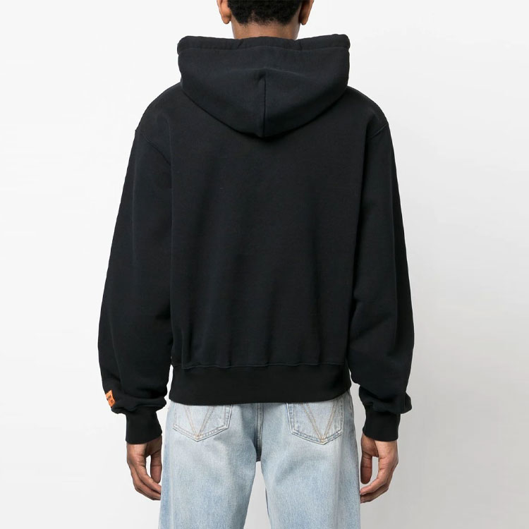 Shop Heron Preston SS23 Graphic Print Pullover Hoodie Black Long Sleeve HMBB024S23JER0051010