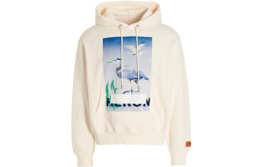 Heron Preston SS23 Heron Graphic Drawstring Hoodie White HMBB024S23JER0020140