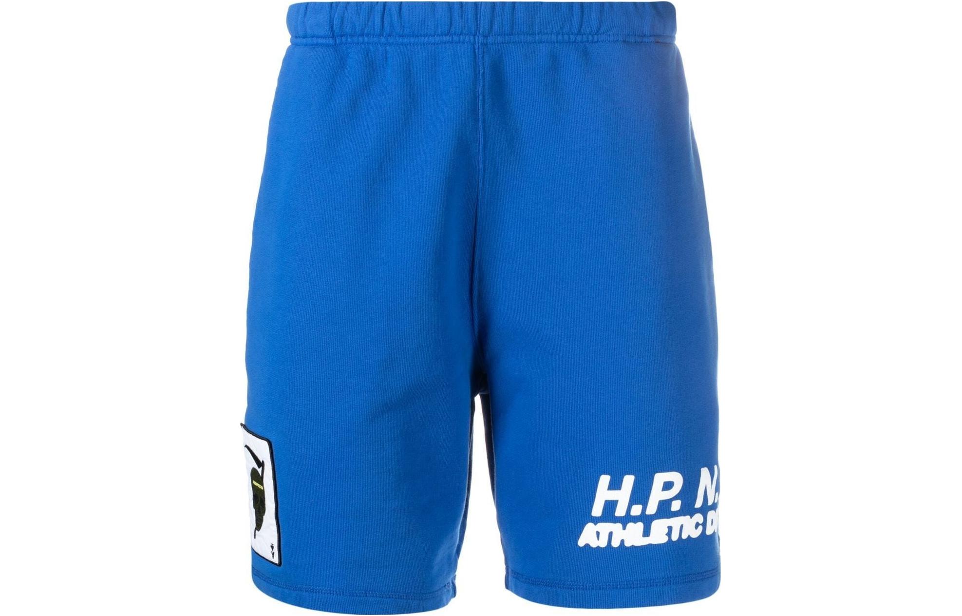 Heron Preston SS23 Logo Print Elastic Shorts Blue HMCI011S23JER0014501