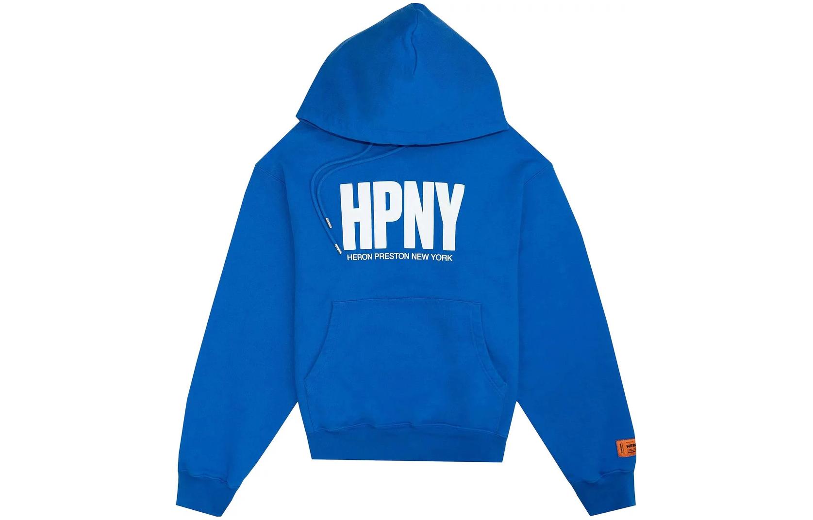 Heron Preston SS23 Logo Print Hoodie Blue HMBB024S23JER0034501