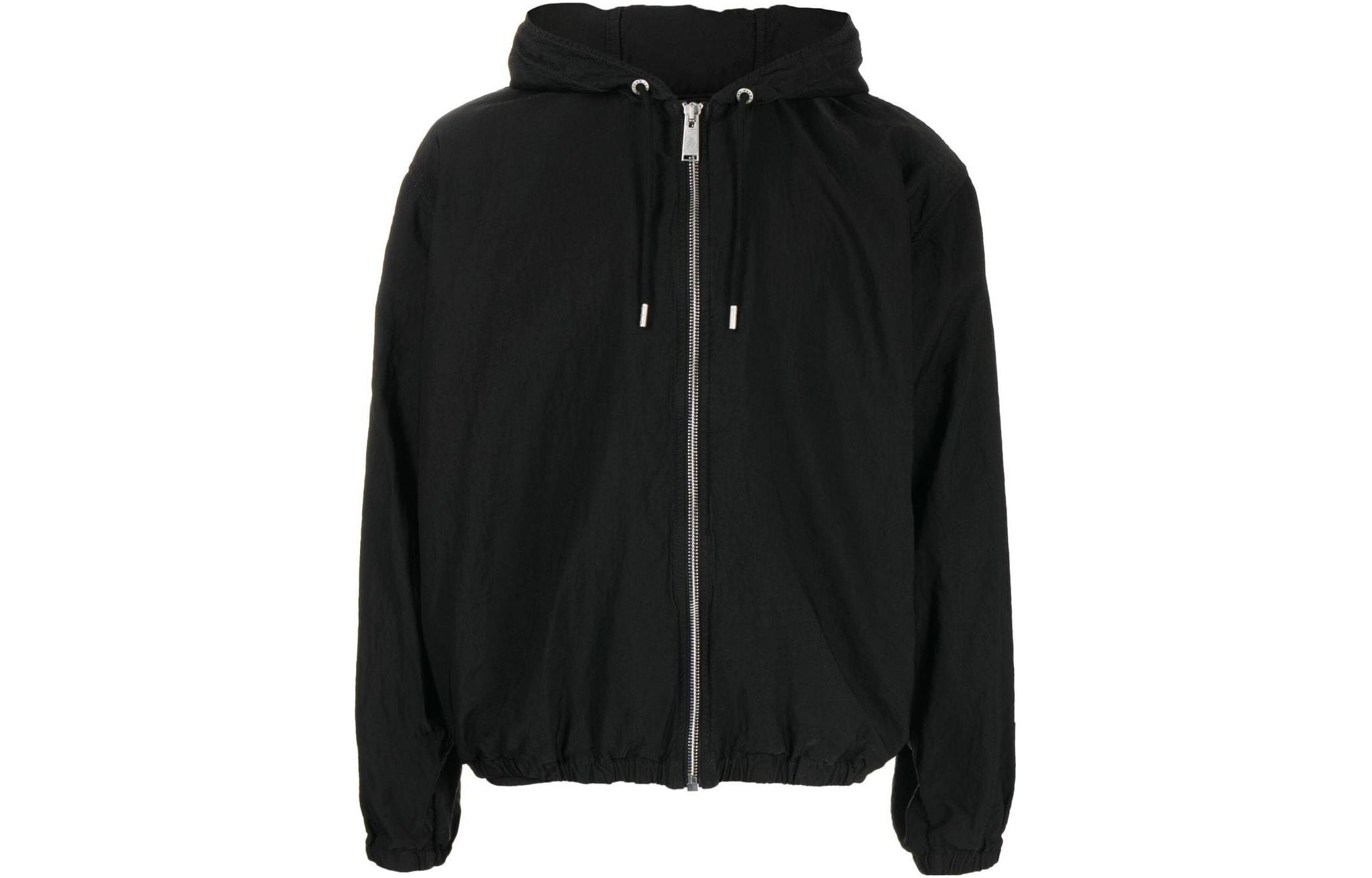 HERON PRESTON SS23 Logo Print Zip-Up Hoodie Jacket Black Menswear. HMEB014F22FAB0011000