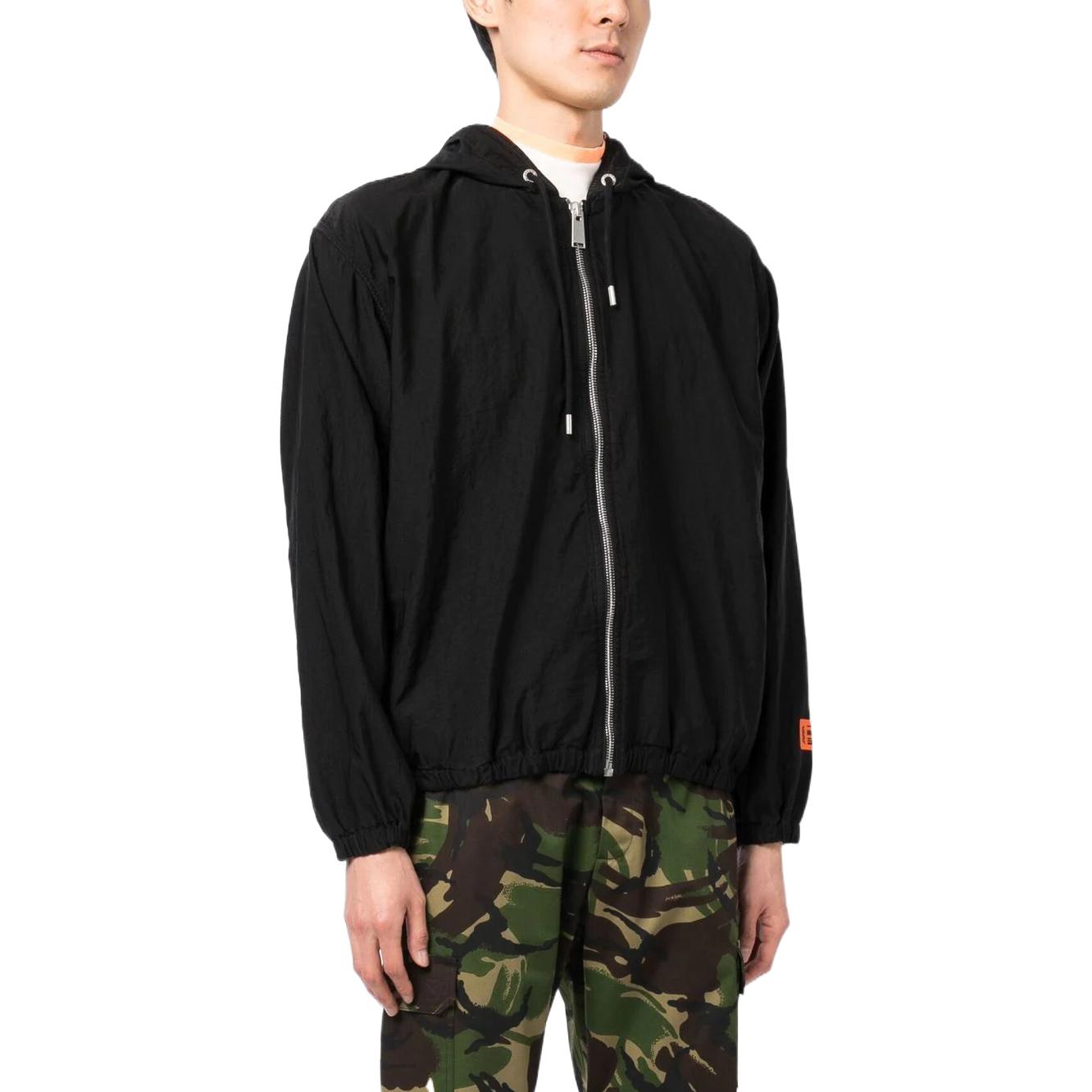 Shop 헤론 프레스톤 SS23 로고 프린트 집업 후드 재킷 블랙 남성복. HMEB014F22FAB0011000