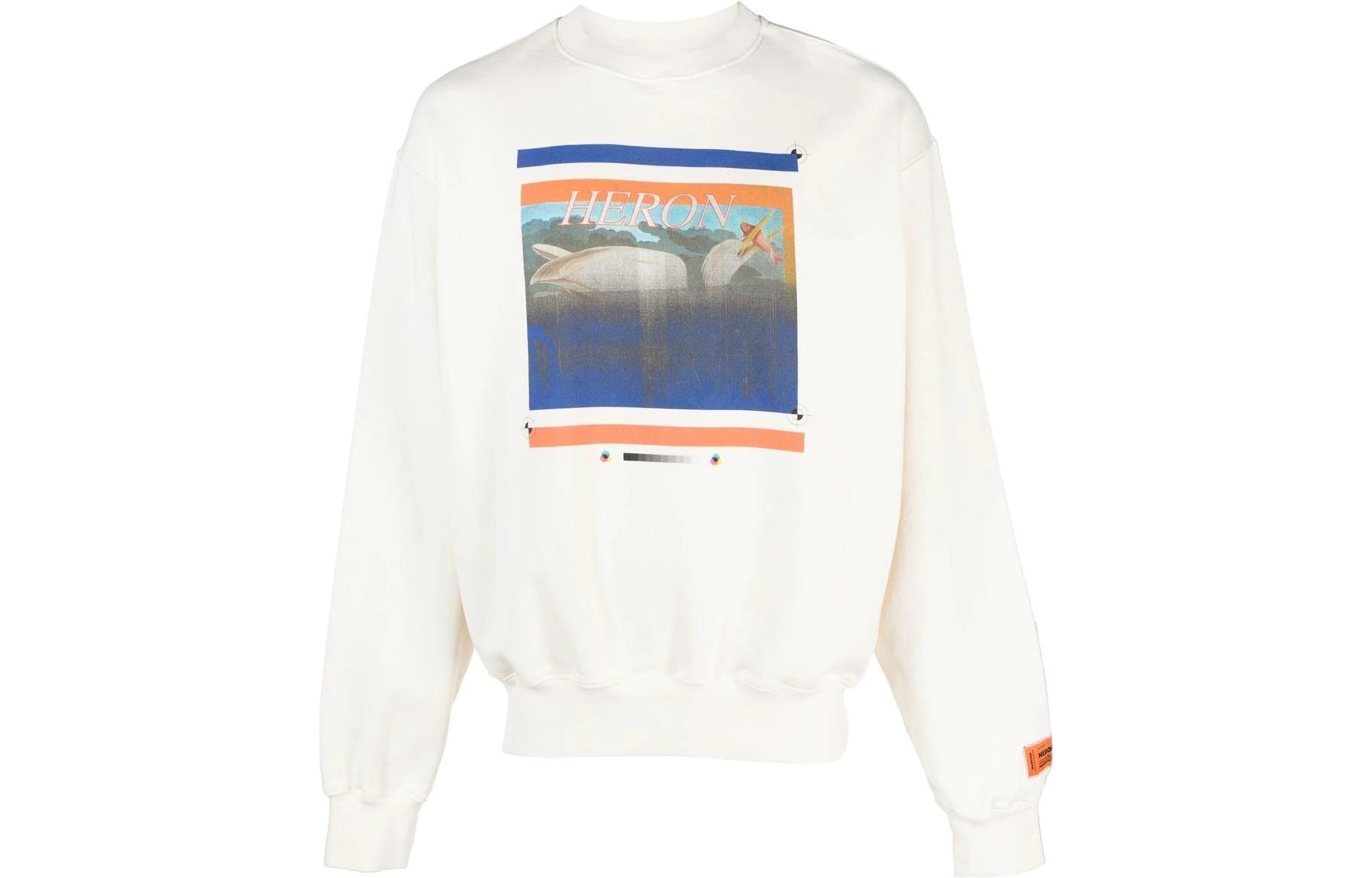 Heron Preston SS23 Scenic Bridge Print White Pullover Sweatshirt Mens HMBA020S23JER0040146