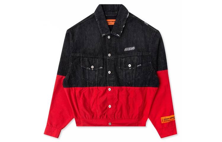 Heron Preston Unisex Black Red Button-Up Patchwork Jacket HMEA016S197530301020
