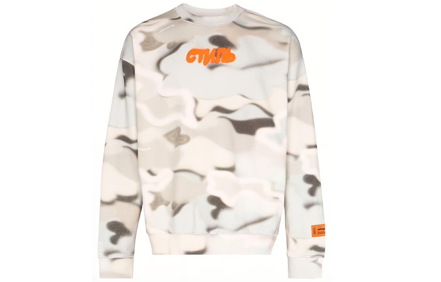 Heron Preston White Camo Print Crewneck Sweatshirt HMBA003S208960088819