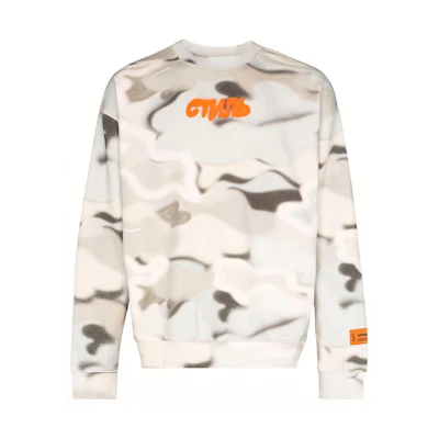 Heron Preston White Camo Print Crewneck Sweatshirt HMBA003S208960088819