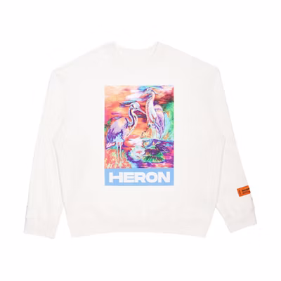 Heron Preston White Crewneck Sweatshirt with Crane Print () hmba007s208960210188