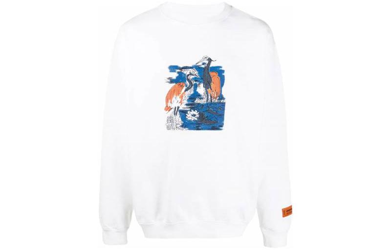 Heron Preston White Crewneck Sweatshirt with Heron Print Unisex HMBA014F20JER0140149