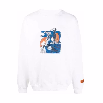 Heron Preston White Crewneck Sweatshirt with Heron Print Unisex HMBA014F20JER0140149