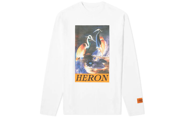 Heron Preston White Graphic Print Crewneck Pullover Sweatshirt Men HMAB016F20JER0020120