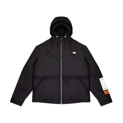 Heron Preston Caterpillar Black Long Sleeve Hooded Sports Jacket HMEB009F20FAB0011018
