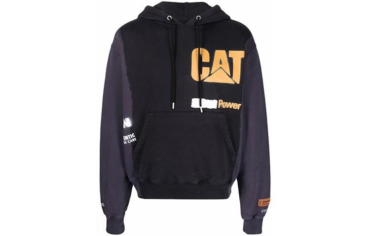 Heron Preston Caterpillar SS21 Logo Print Colorblock Hoodie Black HMBB017S21JER0061018