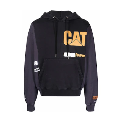 Heron Preston Caterpillar SS21 Logo Print Colorblock Hoodie Black HMBB017S21JER0061018