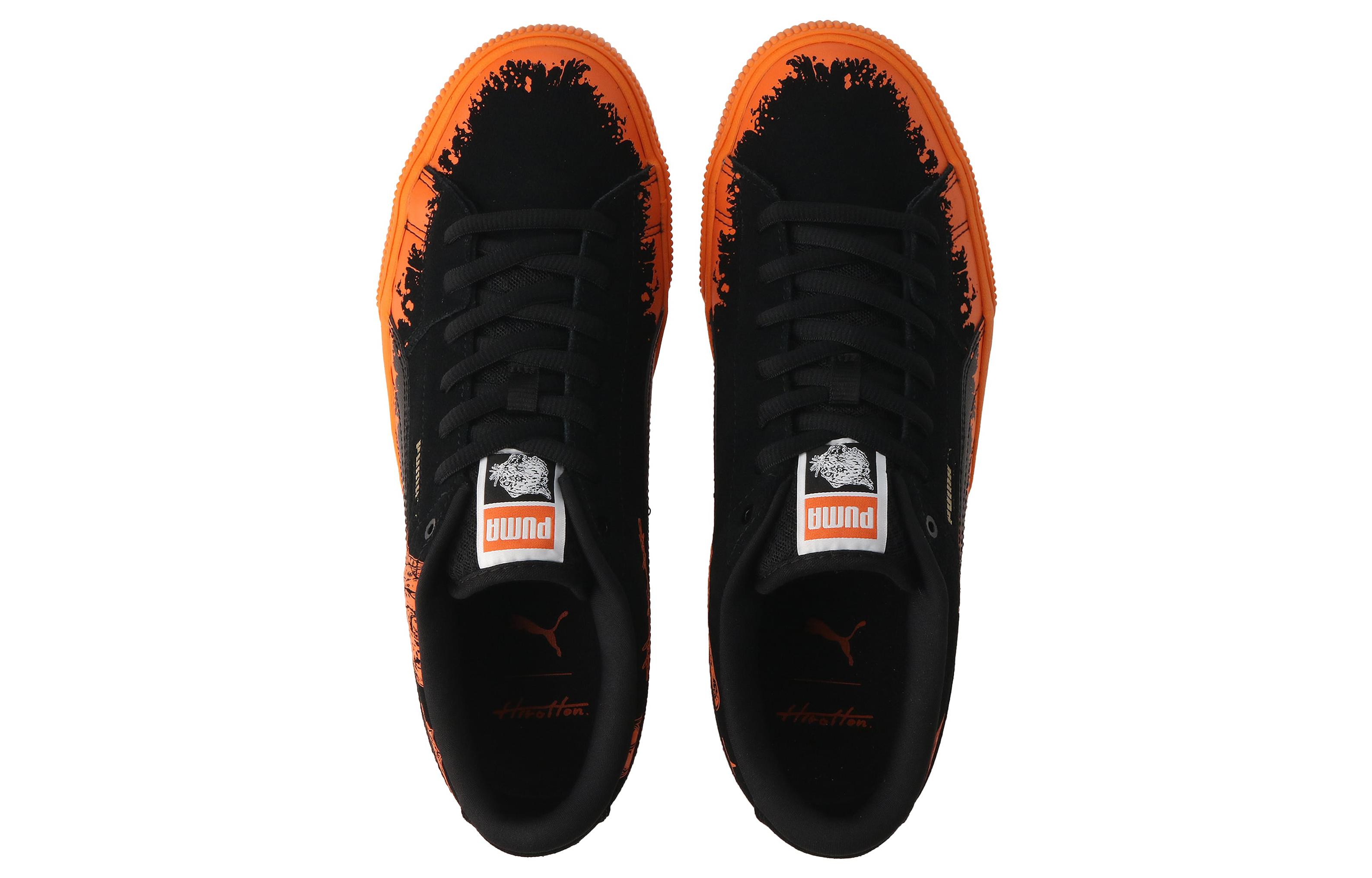 Shop ヒロットン x プーマ スウェード "黒-鮮橙" 389993-01