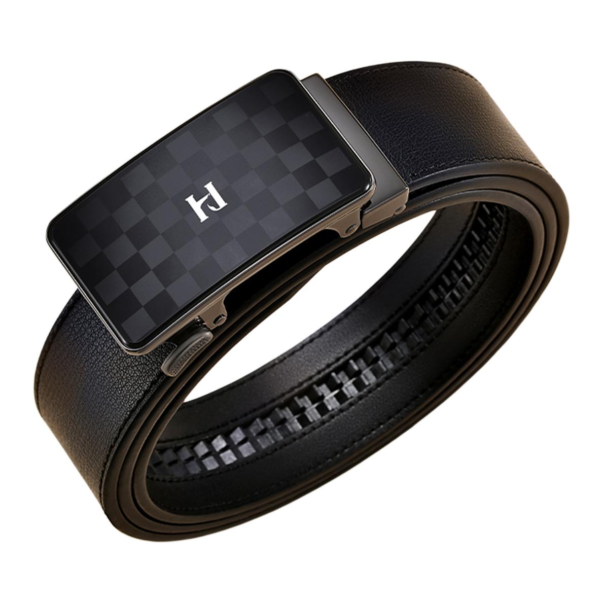 HLA Business Belt - Stylish Acrylic Buckle, Faux Leather, 3.5CM Wide HXAYDM0ACXM647