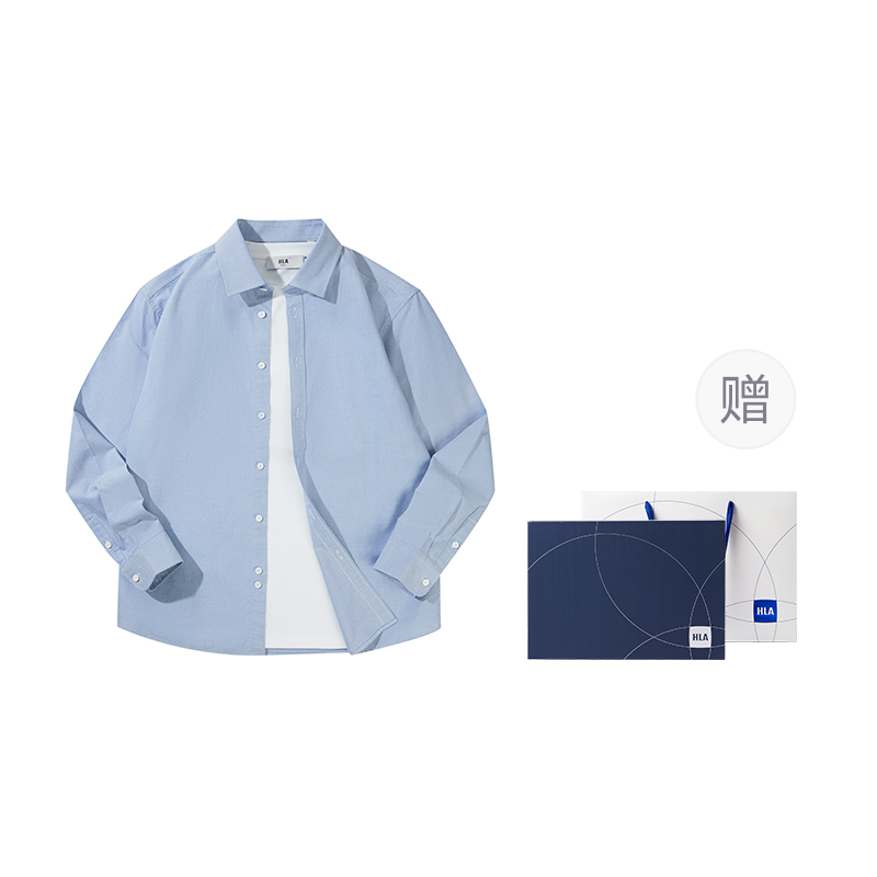 HLA Mountain Series Outdoor Cotton Oxford Loose Fit Casual Shirt HNEAW1W006A