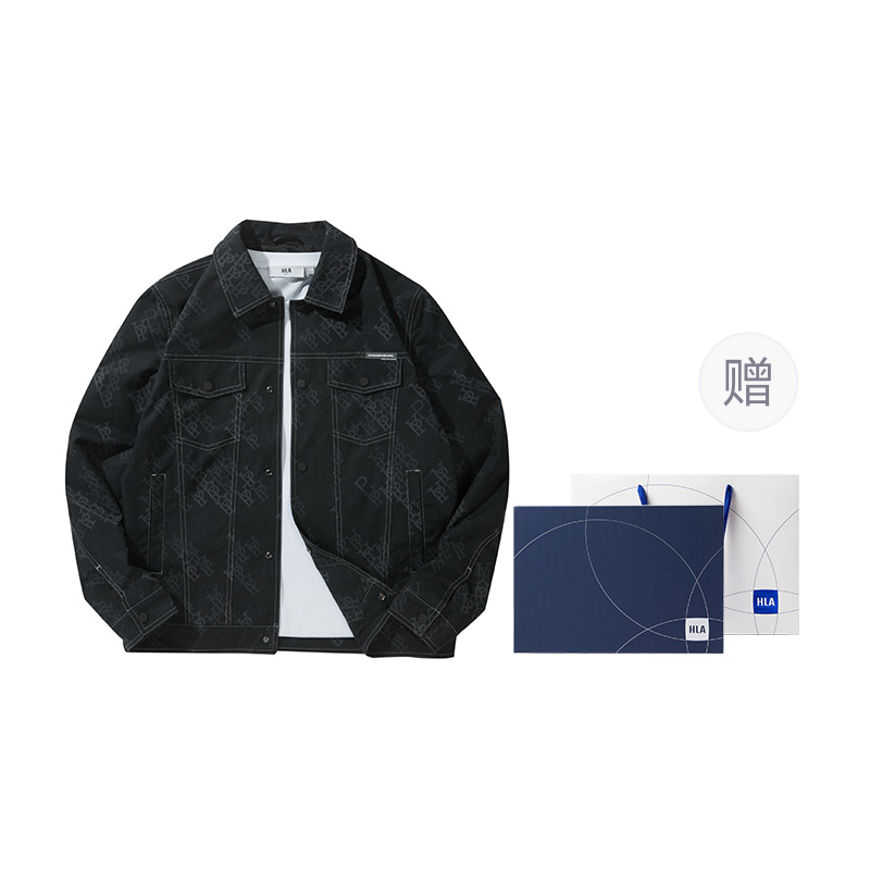 HLA Power Young Outdoor Floral Denim-Style Casual Jacket with Collar. HWJAW1W016A