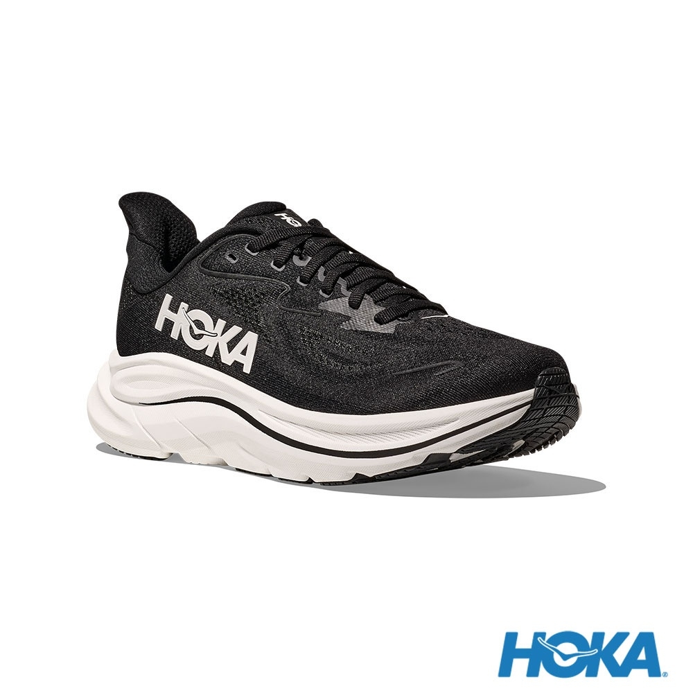 HOKA Clifton 10 Wide  Running Shoes Black/White HO1162032BWHT