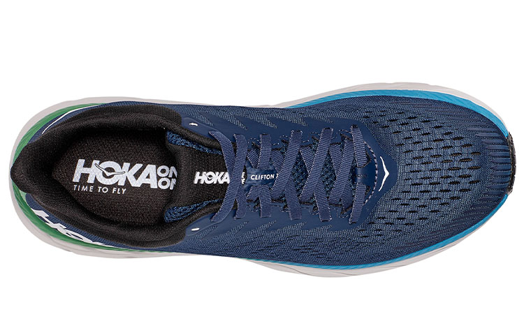 Lookbook HOKA Clifton 7 2E Wide 'Moonlit Ocean' Lelaki Kasut Lari. 1110534-MOAN