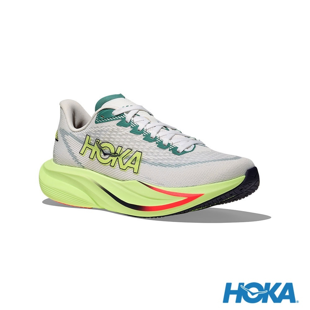 HOKA Mach 7 Wide  Running Shoes Frost White/Neon Yellow HO1171905FYZ