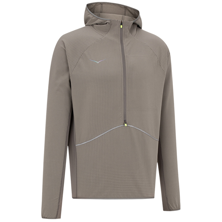HOKA ONE ONE AW24 Skyglow Running Woven Half-Zip Hoodie Jacket Moss Green 1156098