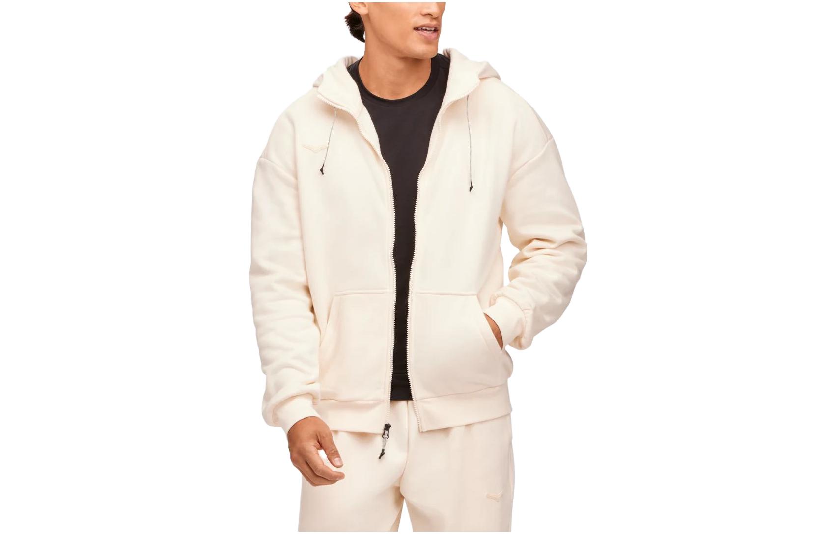 HOKA ONE ONE Beige Solid Color Slim Fit Hooded Jacket 1151391-EGN