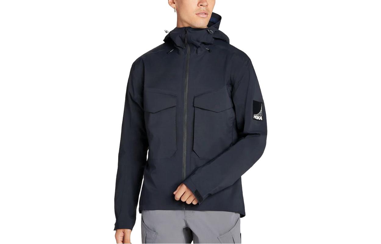 HOKA ONE ONE Black Solid Color Hooded Slim-Fit Jacket 1128259-BLK