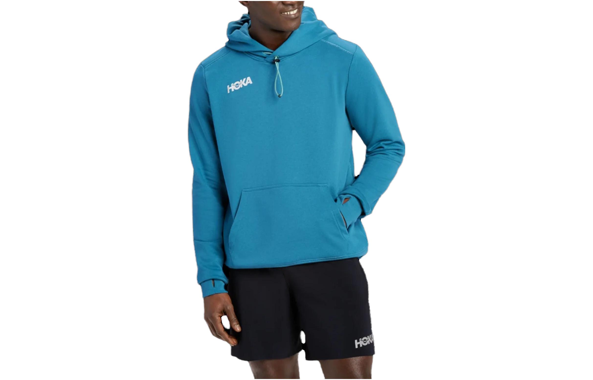 HOKA ONE ONE Blue Pullover Hoodie with Relaxed Fit and Letter Print. 1135056-BESL