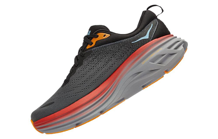 Shop HOKA ONE ONE Bondi 8 減震防滑耐磨 低筒 跑步鞋 男款 黑橙